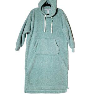 Joyspun Hooded Nightshirt Womens Size S Cozy Plush Fleece Long Sleeve Ice Blue